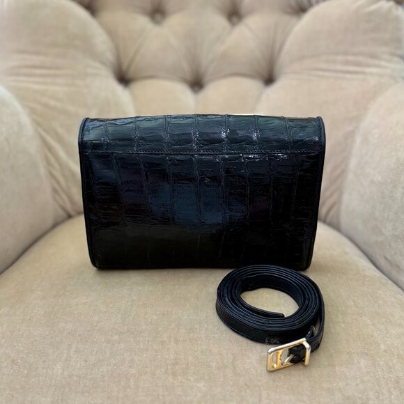 VTG Auth DONNA ELISSA Genuine Crocodile Convertible Crossbody Clutch Bag - Picture 4 of 6